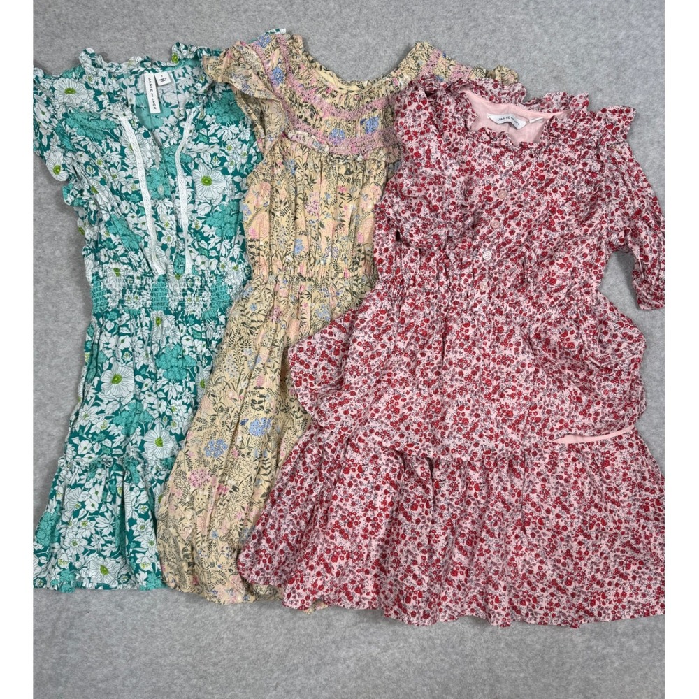 Lot of 3 Janie and Jack Girls Floral Dresses Size 7 Smocked Tiered Ruffle Mixed
